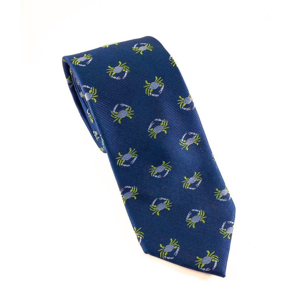 The Tie Bar, Novelty Crab Fine Ribbed Embroidered Jacquard Faille, silk,  61x3"